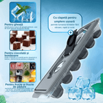 Casa si Gradina - Bucatarie si vesela - Accesorii bar - Forme cuburi de gheata - Forma Pentru Cuburi De Gheata Koken, Matrita, Plastic PP, Silicon alimentar, 12 cuburi, BPA Free, Gri, 9.5 x 27 x 3.5 cm - Infinity.ro