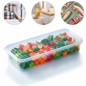 Recipient de depozitare alimente Koken, pentru frigider/congelator, capac etans, plastic fara BPA, 1.18 L, Transparent