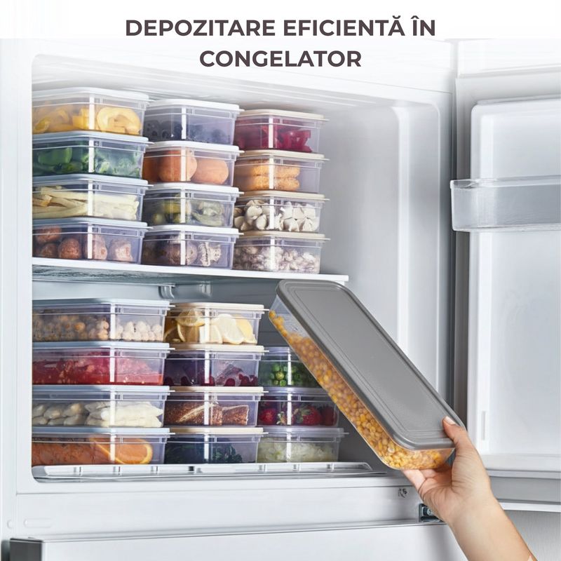 Casa si Gradina - Bucatarie si vesela - Organizare si depozitare bucatarie - Cutii alimentare - Recipient de depozitare alimente Koken, pentru frigider/congelator, capac etans, plastic fara BPA, 1.18 L, Transparent - Infinity.ro
