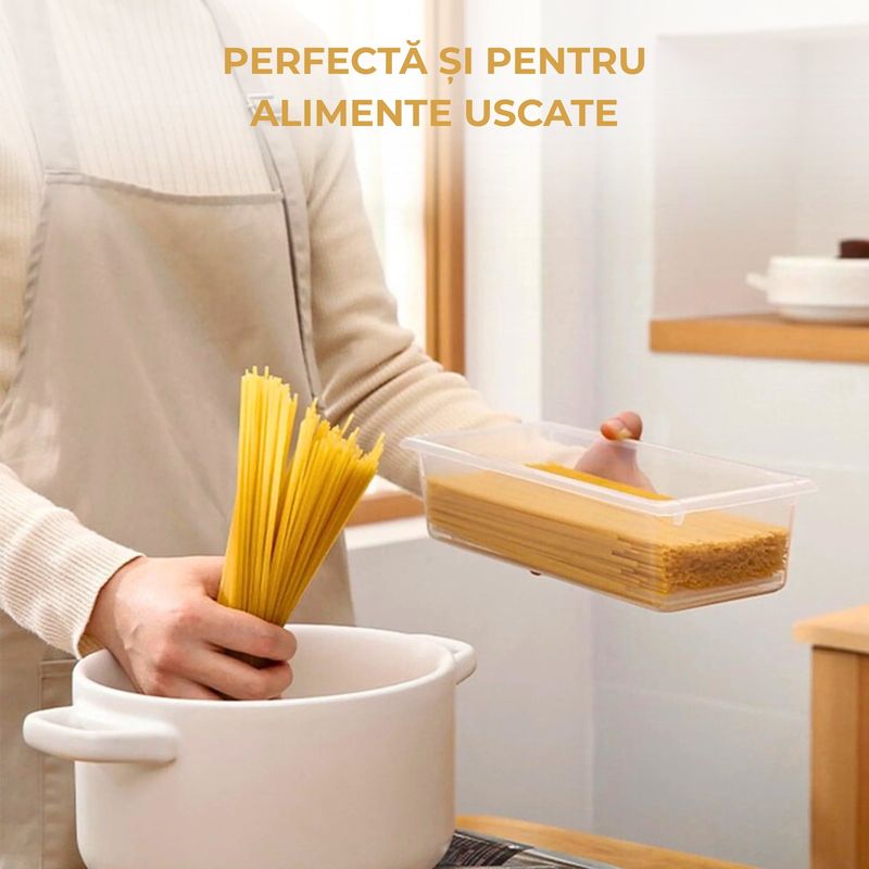 Casa si Gradina - Bucatarie si vesela - Organizare si depozitare bucatarie - Cutii alimentare - Recipient de depozitare alimente Koken, pentru frigider/congelator, capac etans, plastic fara BPA, 1.18 L, Transparent - Infinity.ro