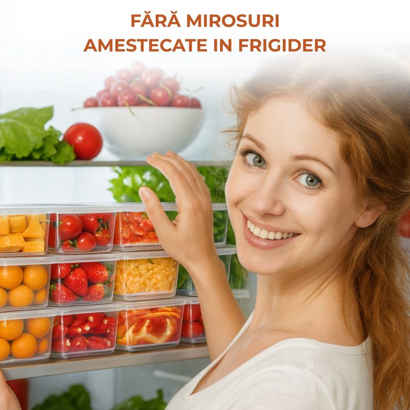 Casa si Gradina - Bucatarie si vesela - Organizare si depozitare bucatarie - Cutii alimentare - Recipient de depozitare alimente Koken, pentru frigider/congelator, capac etans, plastic fara BPA, 1.18 L, Transparent - Infinity.ro