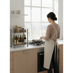 Casa si Gradina - Mobilier - Organizare si depozitare - Organizatoare pentru sertare si dulapuri - Organizator cu 2 nivele pentru bucatarie/baie Koken, Montaj dulap, Raft Slim 19.5x40x45.5 cm, Plastic, Transparent/Gri - Infinity.ro