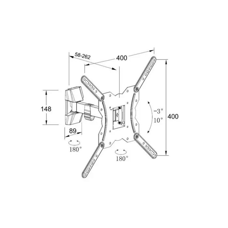 TV, Audio-Video si Foto - Accesorii TV si audio - Suporturi TV - Suport TV Well perete pentru ecran plat cu miscare completa, Otel, 23"-55", Negru - Infinity.ro