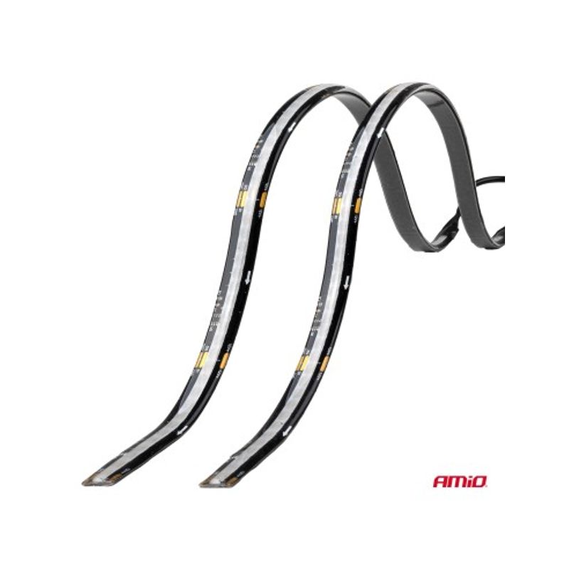 Auto si Moto - Piese auto si accesorii - Caroserie - Faruri, stopuri si proiectoare - Set 2buc Banda Led Auto flexibile cu controler multicolor RGB 2x30cm, 12V, Amio - Infinity.ro