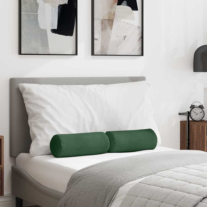 Casa si Gradina - Textile si covoare - Perne si pilote - Perne decorative - Perne Bolster 2 pcs Verde inchis Ø 15 x 40 cm - Infinity.ro