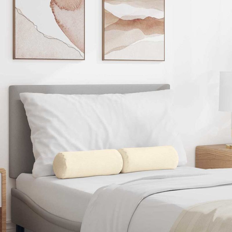 Casa si Gradina - Textile si covoare - Perne si pilote - Perne decorative - Perne Bolster 2 pcs Crem Ø 15 x 40 cm Tesatura din corduroy - Infinity.ro