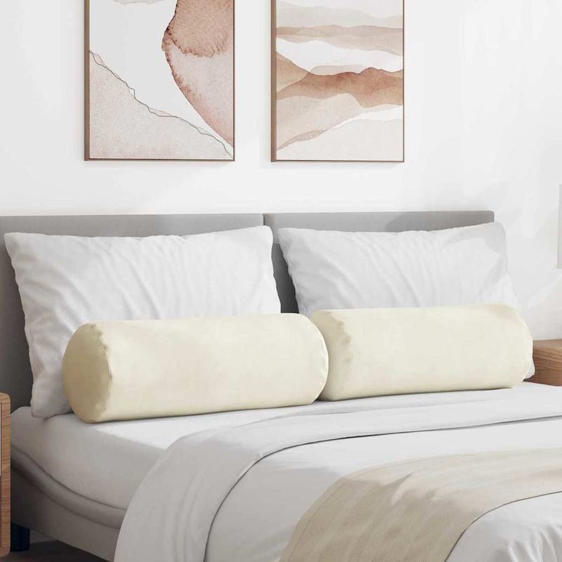 Casa si Gradina - Textile si covoare - Perne si pilote - Perne decorative - Perne Bolster 2 pcs Crem Ø 25 x 70 cm Tesatura din corduroy - Infinity.ro