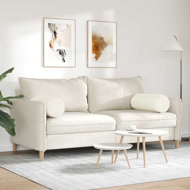 Casa si Gradina - Textile si covoare - Perne si pilote - Perne decorative - Perne Bolster 2 pcs Crem Ø 25 x 70 cm Tesatura din corduroy - Infinity.ro