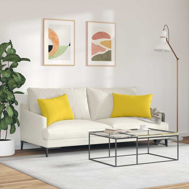 Casa si Gradina - Textile si covoare - Perne si pilote - Perne decorative - Perne pentru canapea 2 pcs Galben deschis 40 x 60 cm tesatura - Infinity.ro