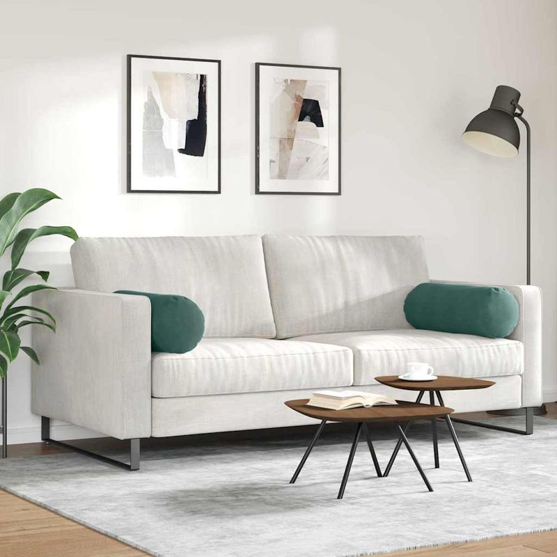 Casa si Gradina - Textile si covoare - Perne si pilote - Perne decorative - Perne Bolster 2 pcs Verde inchis Ø 25 x 70 cm - Infinity.ro