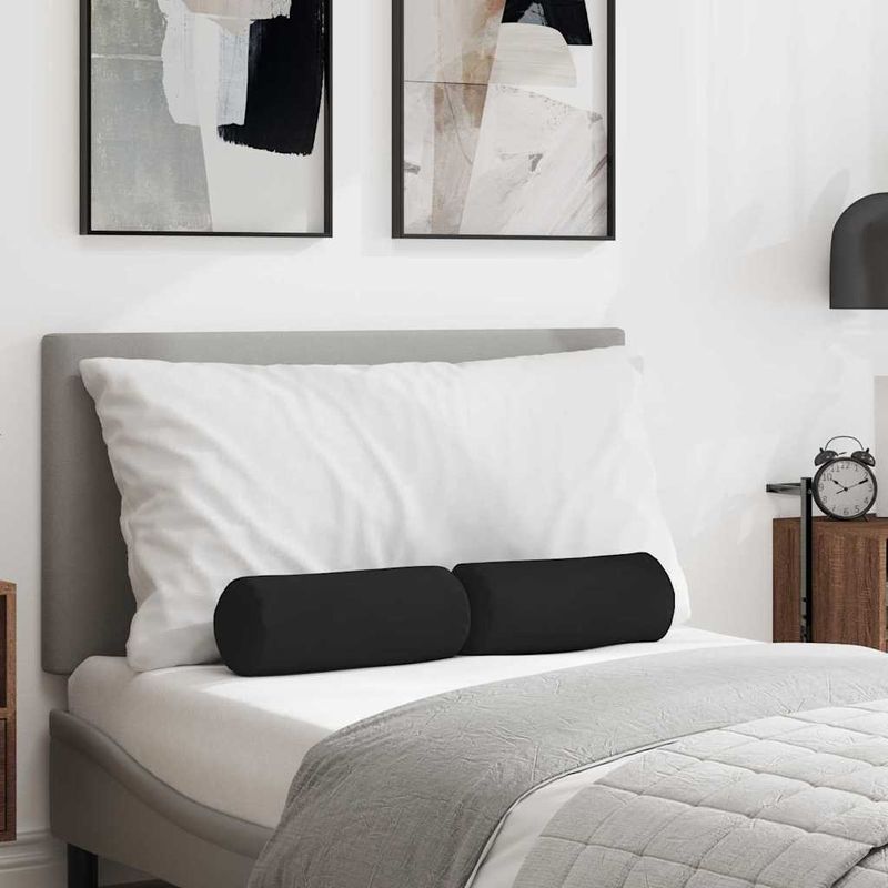 Casa si Gradina - Textile si covoare - Perne si pilote - Perne decorative - Perne Bolster 2 pcs Negru Ø 15 x 40 cm Tesatura din microfibra - Infinity.ro