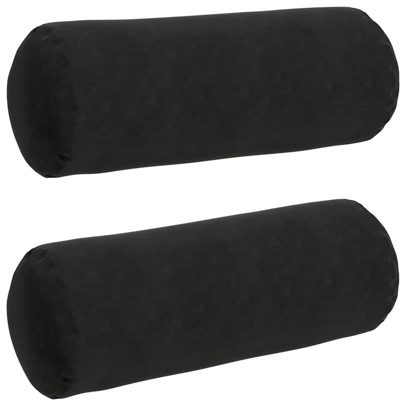 Casa si Gradina - Textile si covoare - Perne si pilote - Perne decorative - Perne Bolster 2 pcs Negru Ø 25 x 70 cm Tesatura din corduroy - Infinity.ro