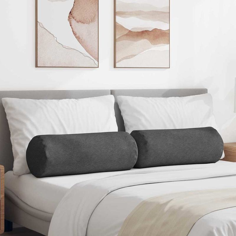 Casa si Gradina - Textile si covoare - Perne si pilote - Perne decorative - Perne Bolster 2 pcs Gri inchis Ø 25 x 70 cm - Infinity.ro