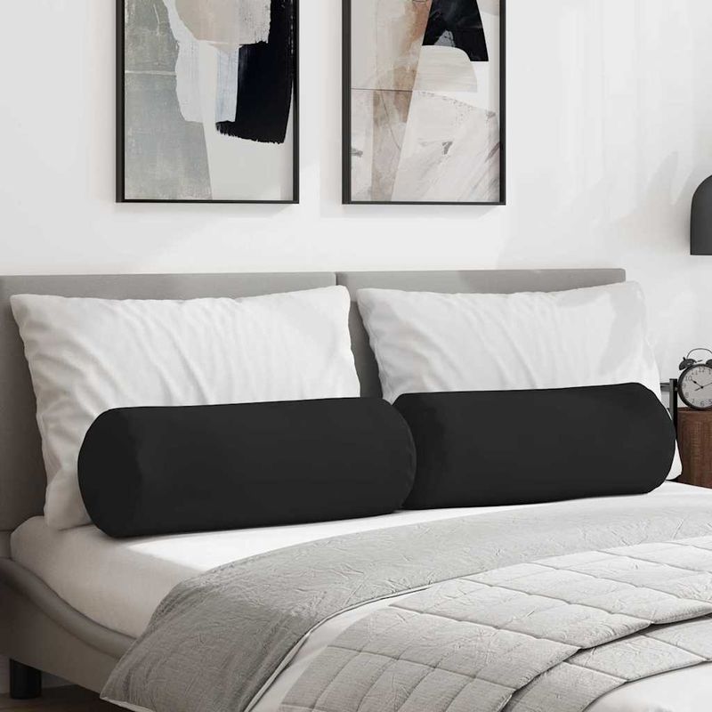 Casa si Gradina - Textile si covoare - Perne si pilote - Perne decorative - Perne Bolster 2 pcs Negru Ø 25 x 70 cm Tesatura din microfibra - Infinity.ro