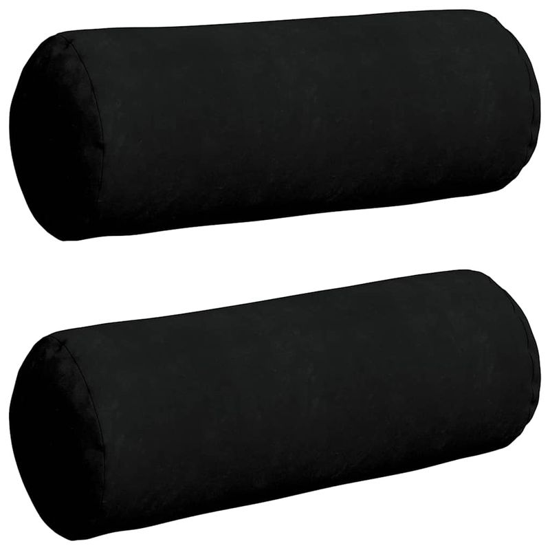 Casa si Gradina - Textile si covoare - Perne si pilote - Perne decorative - Perne Bolster 2 pcs Negru Ø 25 x 70 cm Tesatura din microfibra - Infinity.ro