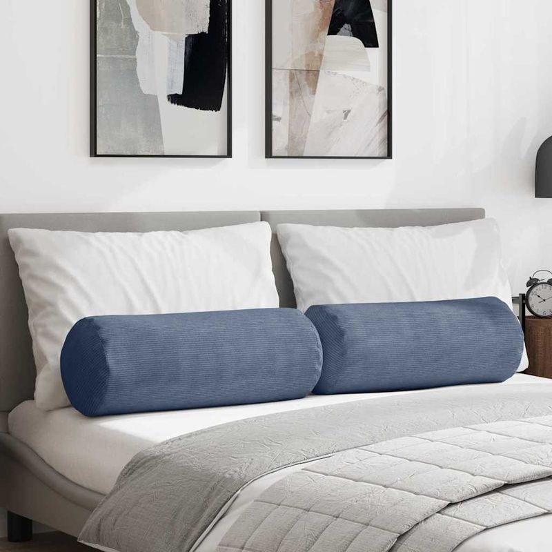 Casa si Gradina - Textile si covoare - Perne si pilote - Perne decorative - Perne Bolster 2 pcs albastru Ø 25 x 70 cm Tesatura din corduroy - Infinity.ro