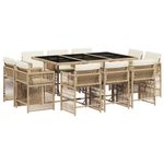 Casa si Gradina - Gradina si terasa - Mobilier exterior - Seturi mobila gradina - Set mobilier de gradina cu perne, 11 piese, bej, poliratan - Infinity.ro