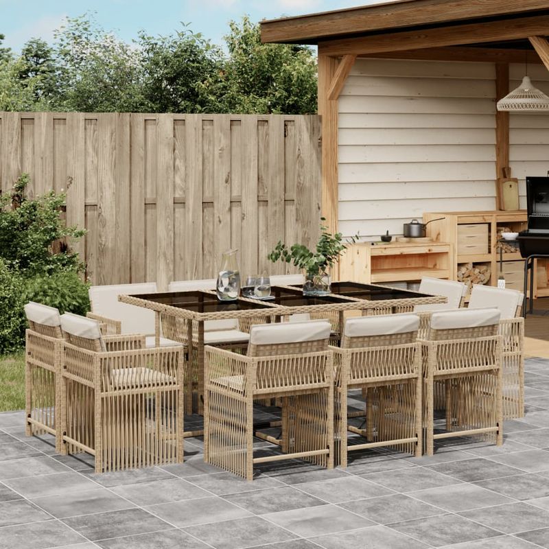 Casa si Gradina - Gradina si terasa - Mobilier exterior - Seturi mobila gradina - Set mobilier de gradina cu perne, 11 piese, bej, poliratan - Infinity.ro