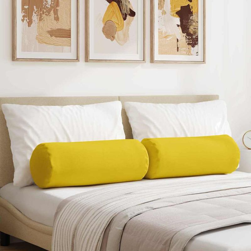 Casa si Gradina - Textile si covoare - Perne si pilote - Perne decorative - Perne Bolster 2 pcs Galben Deschis Ø 25 x 70 cm tesatura - Infinity.ro