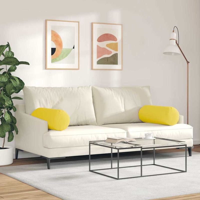 Casa si Gradina - Textile si covoare - Perne si pilote - Perne decorative - Perne Bolster 2 pcs Galben Deschis Ø 25 x 70 cm tesatura - Infinity.ro