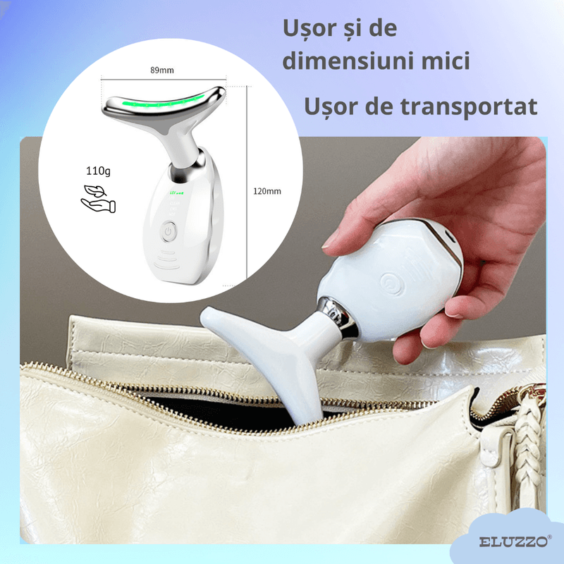 Ingrijire personala si Cosmetice - Aparate & accesorii ingrijire personala - Aparate cosmetice - Aparate intretinere si ingrijire corporala - Aparat Profesional Antirid si Intretinerea Tenului ELUZZO®, pentru Ingrijire Fata si Gat, 7 Terapii Diferite LED - Infinity.ro