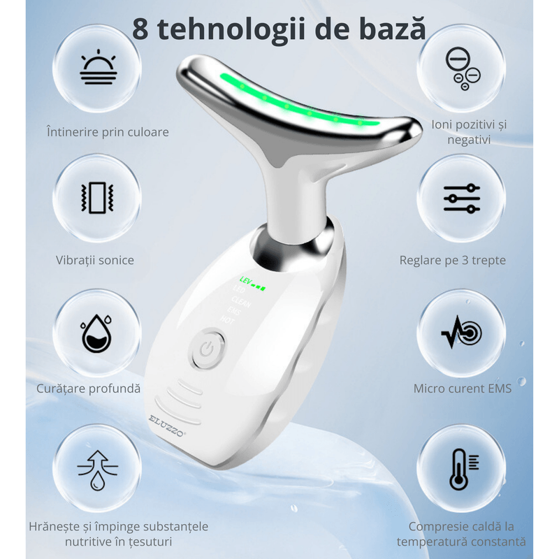 Ingrijire personala si Cosmetice - Aparate & accesorii ingrijire personala - Aparate cosmetice - Aparate intretinere si ingrijire corporala - Aparat Profesional Antirid si Intretinerea Tenului ELUZZO®, pentru Ingrijire Fata si Gat, 7 Terapii Diferite LED - Infinity.ro