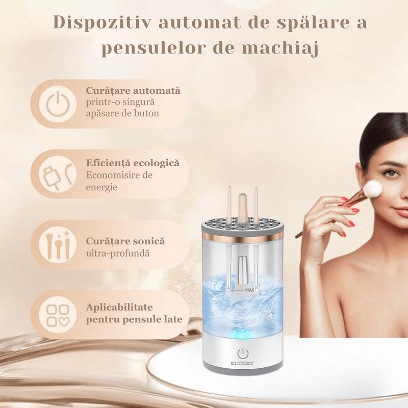 Ingrijire personala si Cosmetice - Aparate & accesorii ingrijire personala - Aparate cosmetice - Aparate intretinere si ingrijire corporala - Aparat Electric pentru Curatarea Pensulelor de Machiaj ELUZZO®, Curatare Ultrasonica, 3 in 1, 7000 RPM, Alimentare USB - Infinity.ro