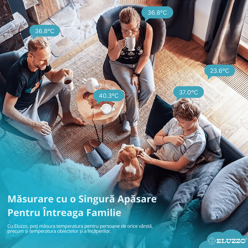 Jucarii, Copii si Bebe - Igiena si ingrijire - Accesorii ingrijire copii - Termometre copii - Termometru Digital ELUZZO®, Infrarosu, pentru Copii si Adulti, fara Contact, Afisaj LED, Alarma Febra si Mod Silentios - Infinity.ro