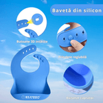 Jucarii, Copii si Bebe - Hrana si alaptare - Biberoane, suzete si accesorii hranire - Articole hranire bebelusi - Set Hranire Bebelusi ELUZZO® din Silicon in Forma de Racheta si Astronaut, Farfurie Divizata cu Ventuza - Infinity.ro