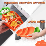 Jucarii, Copii si Bebe - Hrana si alaptare - Biberoane, suzete si accesorii hranire - Articole hranire bebelusi - Set Hranire Bebelusi ELUZZO® din Silicon in Forma de Morcov: Farfurie Divizata cu Ventuza, Baveta, Lingurita, Furculita - Infinity.ro