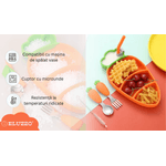 Jucarii, Copii si Bebe - Hrana si alaptare - Biberoane, suzete si accesorii hranire - Articole hranire bebelusi - Set Hranire Bebelusi ELUZZO® din Silicon in Forma de Morcov: Farfurie Divizata cu Ventuza, Baveta, Lingurita, Furculita - Infinity.ro