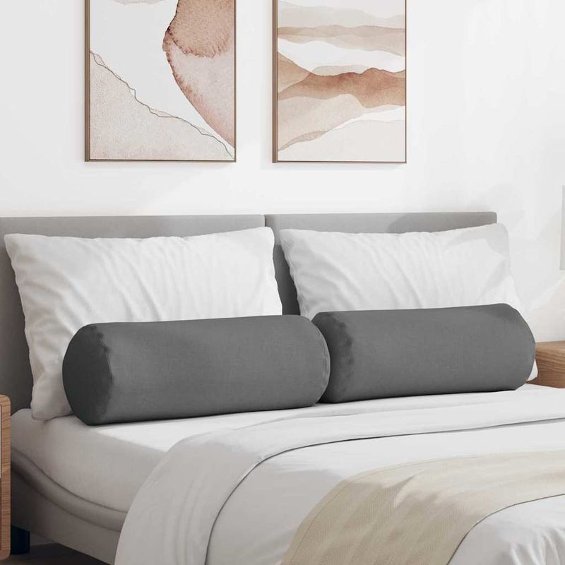 Casa si Gradina - Textile si covoare - Perne si pilote - Perne decorative - Perne Bolster 2 pcs Gri inchis Ø 25 x 70 cm tesatura - Infinity.ro