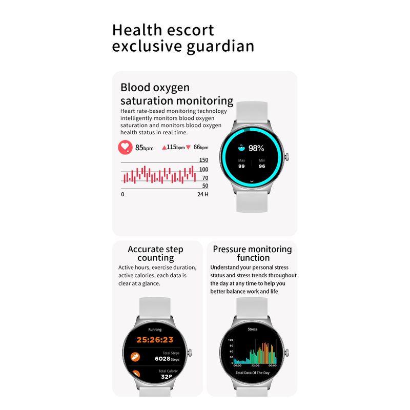 Laptop, Telefoane si Tablete - Wearables si gadgeturi - Wearables - Smartwatch-uri - Smartwatch dama, Singlait SG89 Argintiu, 2 bratari, apel voce, monitorizare activitati - Infinity.ro