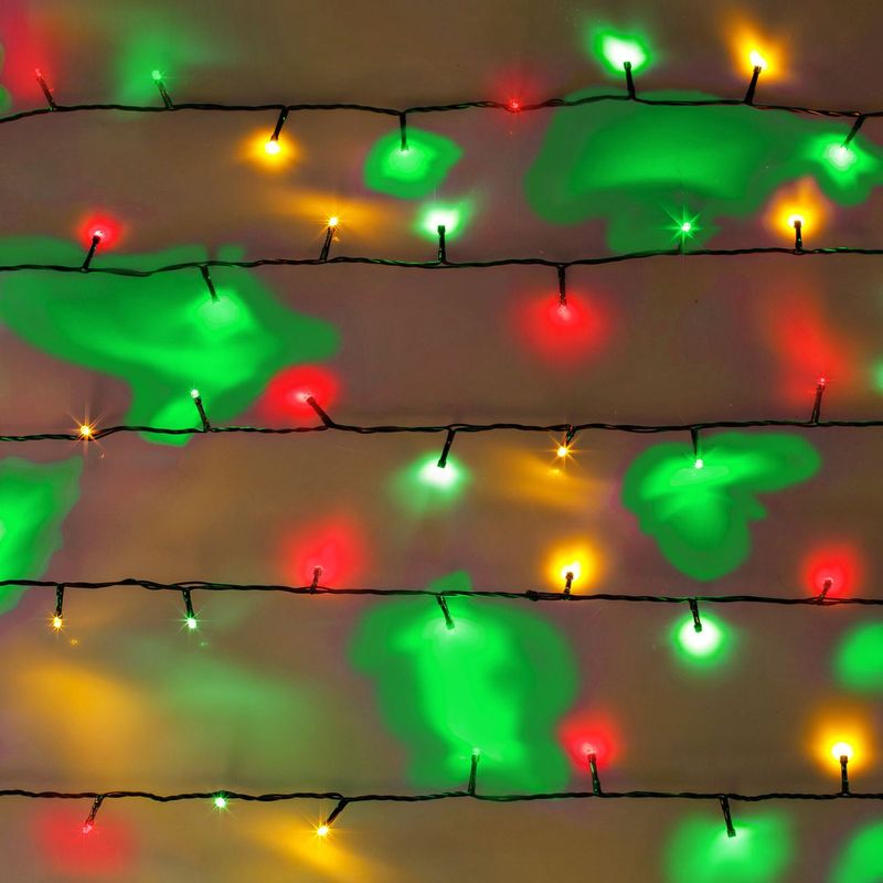 Casa si Gradina - Decoratiuni - Decoratiuni de sezon - Instalatie lumini craciun led, 100 becuri, multicolor, cablu verde, lungime 4.9m, 8 programe - Infinity.ro
