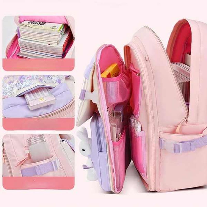 Carti si Birotica - Rechizite - Rucsacuri si genti scolare - Rucsac Mercaton din Material Oxford cu Jucarie de Plus, 35 L, Bretele Captusite, 45x32x17 cm, Roz cu Mov - Infinity.ro