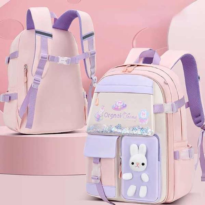 Carti si Birotica - Rechizite - Rucsacuri si genti scolare - Rucsac Mercaton din Material Oxford cu Jucarie de Plus, 35 L, Bretele Captusite, 45x32x17 cm, Roz cu Mov - Infinity.ro