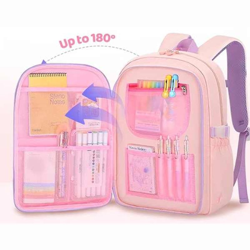 Carti si Birotica - Rechizite - Rucsacuri si genti scolare - Rucsac Mercaton din Material Oxford cu Jucarie de Plus, 35 L, Bretele Captusite, 45x32x17 cm, Roz cu Mov - Infinity.ro