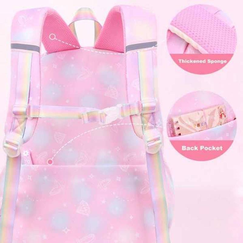 Carti si Birotica - Rechizite - Rucsacuri si genti scolare - Rucsac Mercaton din Material Oxford cu Jucarie de Plus, 35 L, Bretele Captusite, 44x32x17 cm, Roz - Infinity.ro