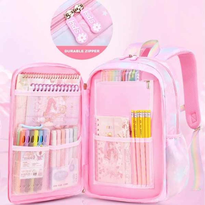 Carti si Birotica - Rechizite - Rucsacuri si genti scolare - Rucsac Mercaton din Material Oxford cu Jucarie de Plus, 35 L, Bretele Captusite, 44x32x17 cm, Roz - Infinity.ro