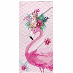 Jucarii, Copii si Bebe - Igiena si ingrijire - Baia bebelusului - Prosoape si halate de baie copii - Prosop Mercaton pentru Plaja, Model Flamingo, Microfibra, Uscare Rapida, 266 g/m², 150 x 70 cm, Roz - Infinity.ro