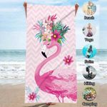 Jucarii, Copii si Bebe - Igiena si ingrijire - Baia bebelusului - Prosoape si halate de baie copii - Prosop Mercaton pentru Plaja, Model Flamingo, Microfibra, Uscare Rapida, 266 g/m², 150 x 70 cm, Roz - Infinity.ro