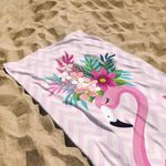 Jucarii, Copii si Bebe - Igiena si ingrijire - Baia bebelusului - Prosoape si halate de baie copii - Prosop Mercaton pentru Plaja, Model Flamingo, Microfibra, Uscare Rapida, 266 g/m², 150 x 70 cm, Roz - Infinity.ro