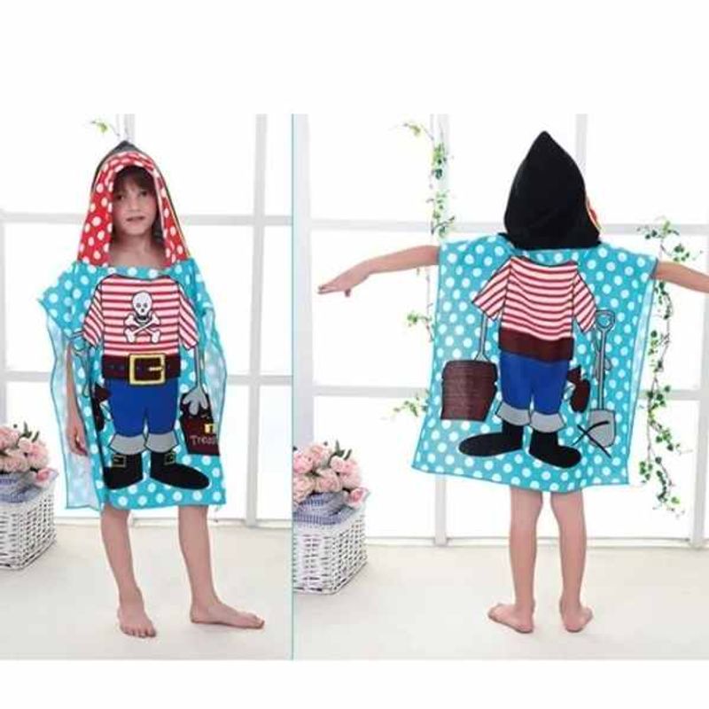 Jucarii, Copii si Bebe - Igiena si ingrijire - Baia bebelusului - Prosoape si halate de baie copii - Prosop de Baie Mercaton, Pentru Copii, Tip Halat, din Microfibra, Model cu Pirati, 250 g/m², 58 x 57 cm - Infinity.ro