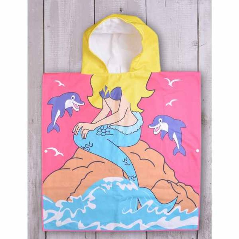 Jucarii, Copii si Bebe - Igiena si ingrijire - Baia bebelusului - Prosoape si halate de baie copii - Prosop de Baie Mercaton, Pentru Copii, Tip Halat, din Microfibra, Model cu Sirena, 250 g/m², 58 x 57 cm - Infinity.ro