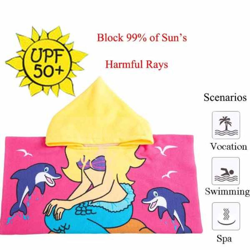 Jucarii, Copii si Bebe - Igiena si ingrijire - Baia bebelusului - Prosoape si halate de baie copii - Prosop de Baie Mercaton, Pentru Copii, Tip Halat, din Microfibra, Model cu Sirena, 250 g/m², 58 x 57 cm - Infinity.ro