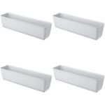 Casa si Gradina - Gradinarit si plante - Plante si ghivece - Ghivece si suporturi - Set 4 jardiniere decorative, Prosperplast, imitatie ratan, alb, 59x15.4x14.2 cm - Infinity.ro