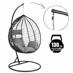 Casa si Gradina - Gradina si terasa - Balansoare si hamace - Hamace si suporturi - Leagan Mercaton, Tip Cuib cu Fotoliu Suspendat, Cadru Metalic, Maxim 130 Kg, 2 Perne, Rezistent UV, Negru - Infinity.ro
