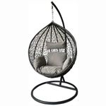 Casa si Gradina - Gradina si terasa - Balansoare si hamace - Hamace si suporturi - Leagan Mercaton, Tip Cuib cu Fotoliu Suspendat, Cadru Metalic, Maxim 130 Kg, 2 Perne, Rezistent UV, Negru - Infinity.ro