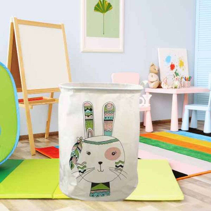 Casa si Gradina - Mobilier - Organizare si depozitare - Cutii depozitare - Cos Mercaton din Bumbac, Pentru Depozitare Jucarii sau Haine, Model Iepuras, 35 x 45 cm - Infinity.ro