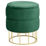 Casa si Gradina - Mobilier - Scaune si fotolii - Tabureti - Taburet, rotund, cu spatiu depozitare, catifea, verde, max 80 kg, 37x42 cm, Elza, Akord - Infinity.ro
